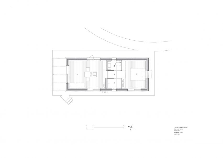 Floor plan of The Long House at Hoji Gangneung by AOA Architect