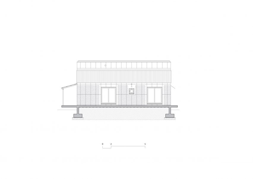 Elevation of The Long House at Hoji Gangneung by AOA Architect