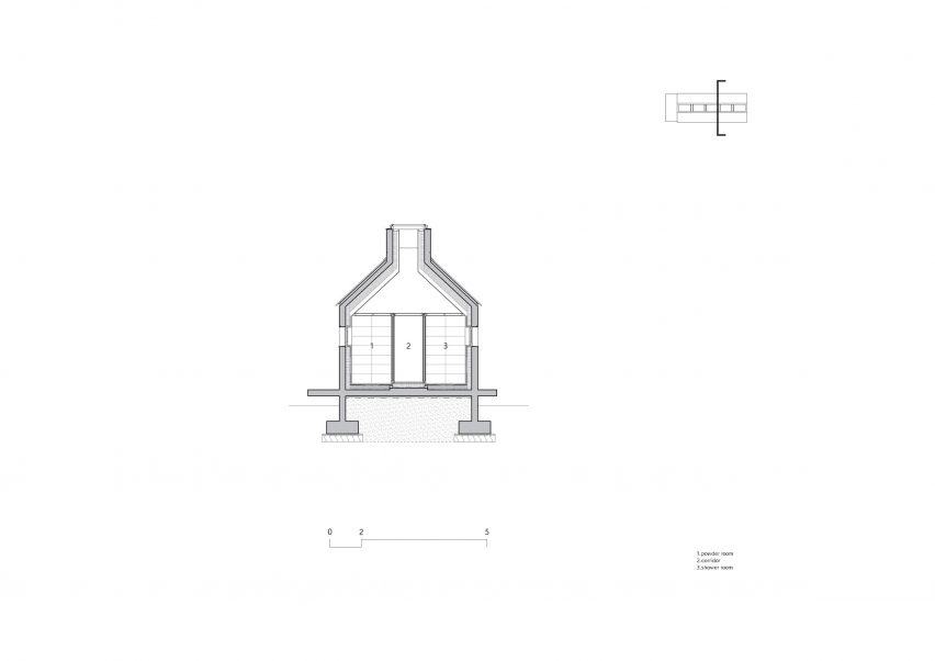 Section of The Long House at Hoji Gangneung by AOA Architect