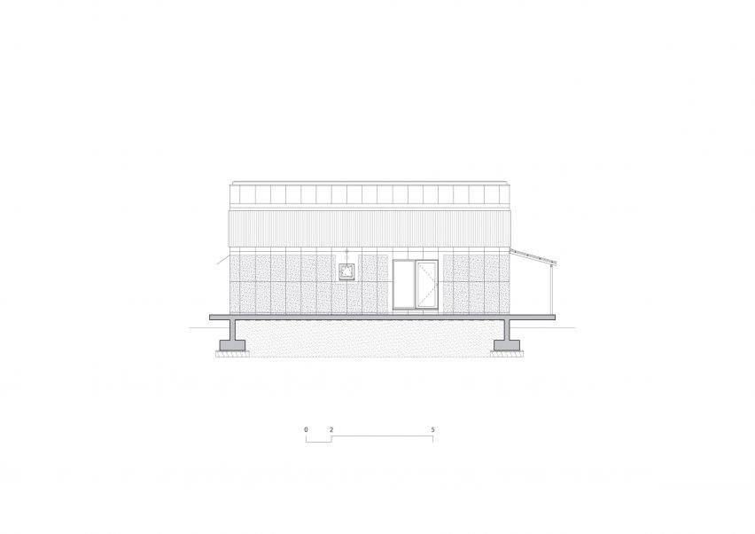 Elevation of The Long House at Hoji Gangneung by AOA Architect