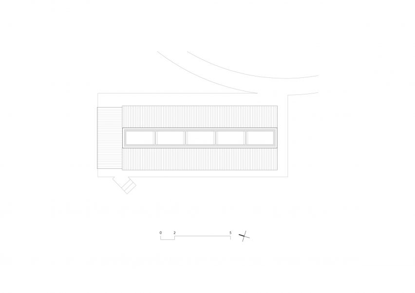 Roof plan of The Long House at Hoji Gangneung by AOA Architect