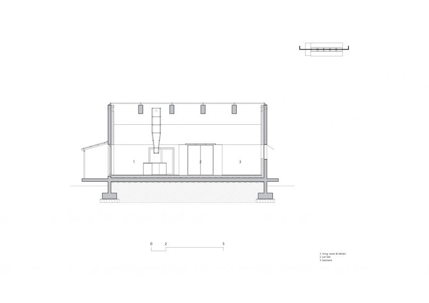 Section of The Long House at Hoji Gangneung by AOA Architect