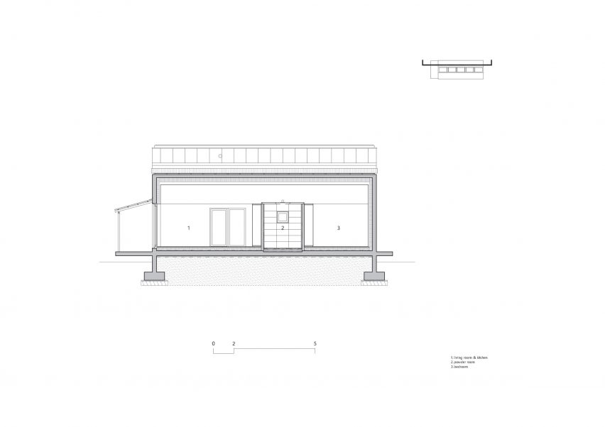 Section of The Long House at Hoji Gangneung by AOA Architect