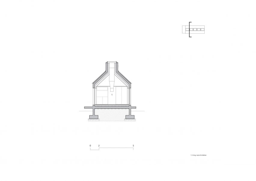 Section of The Long House at Hoji Gangneung by AOA Architect