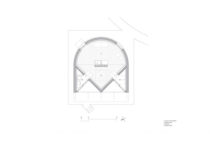 Floor plan of The Round House at Hoji Gangneung by AOA Architect