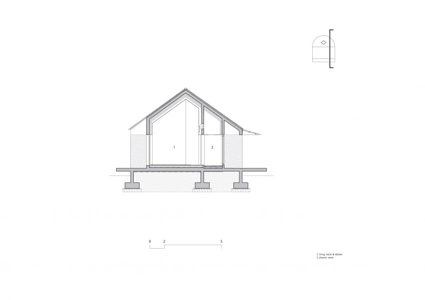 Section of The Round House at Hoji Gangneung by AOA Architect