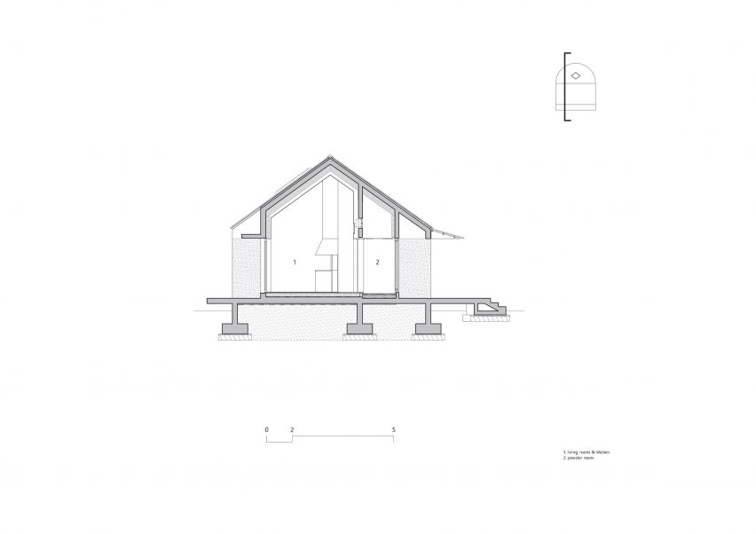 Section of The Round House at Hoji Gangneung by AOA Architect
