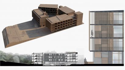 Architectural model and drawings by a University of Bologna student