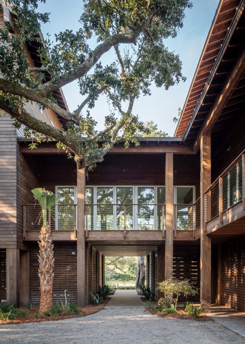 A house with walkways along the perimeter