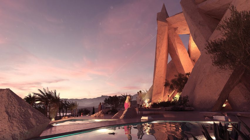 Xaynor members' club on the Gulf of Aqaba at Neom by Sordo Madaleno Arquitectos.
