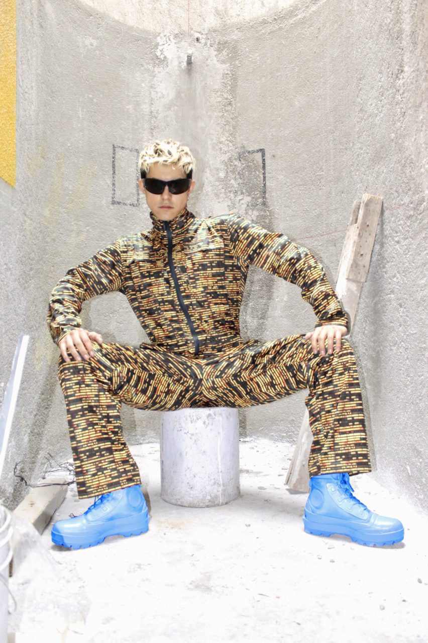 Person with blue shoes