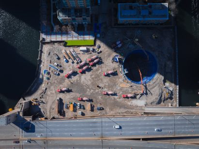 Spire hole aerial shot