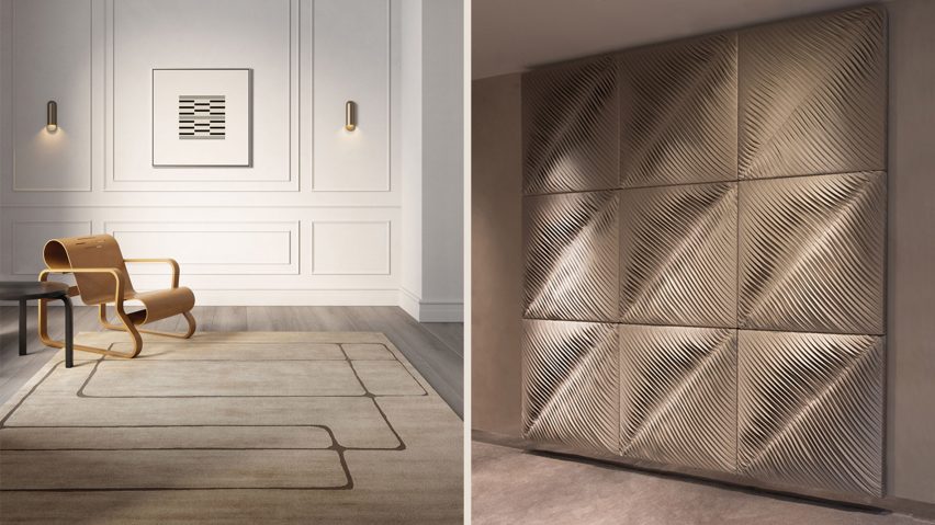 Two photos of furniture and texiles