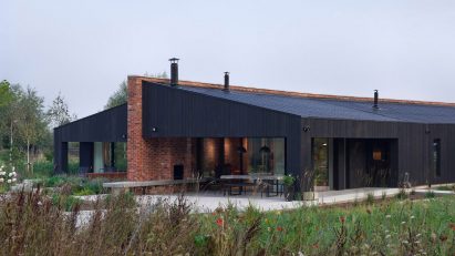 Exterior of charred-timber house