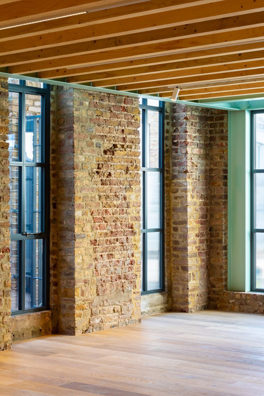 Windows in brick wall