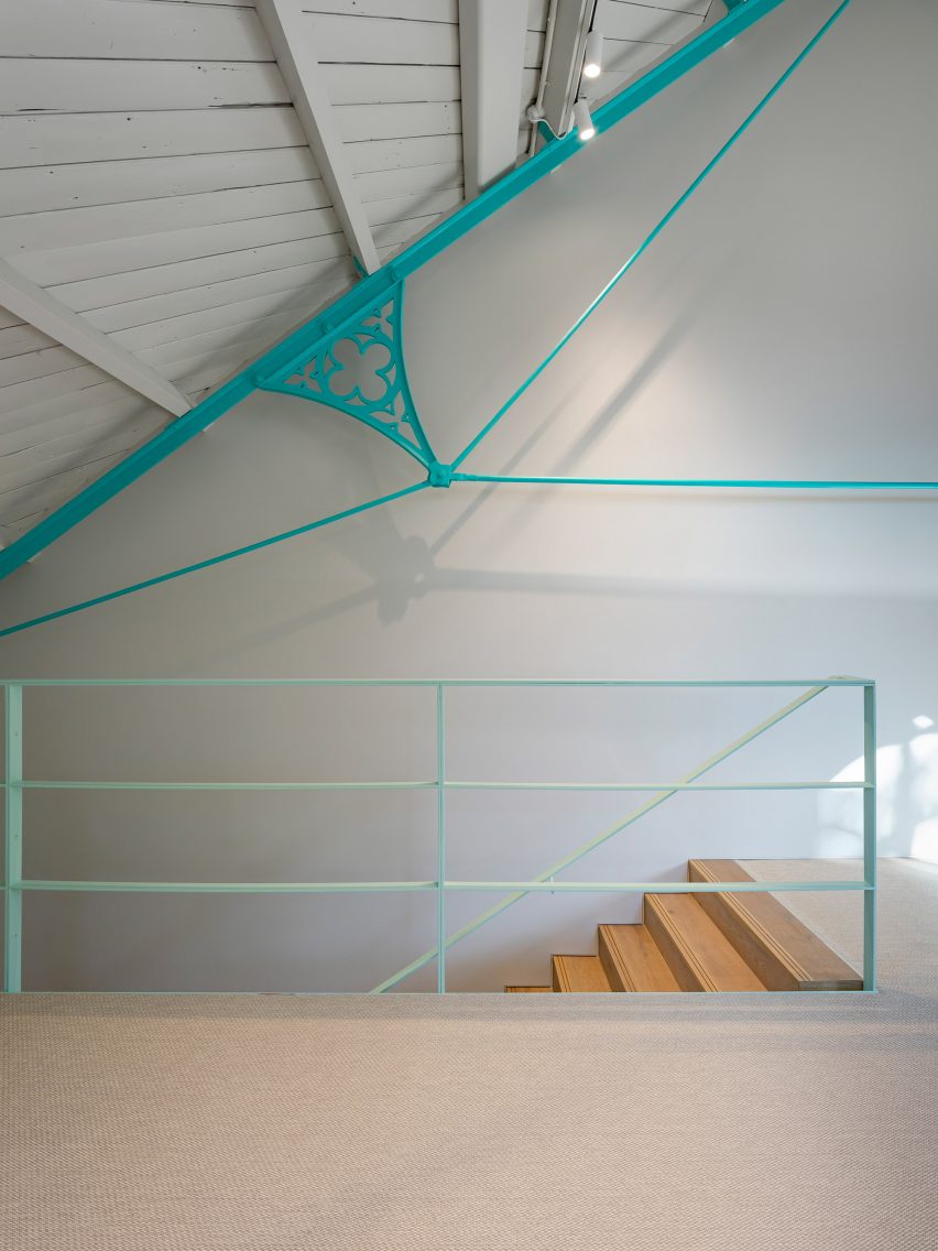 Victorian trusses above staircase of Addison Studios by Tigg + Coll Architects