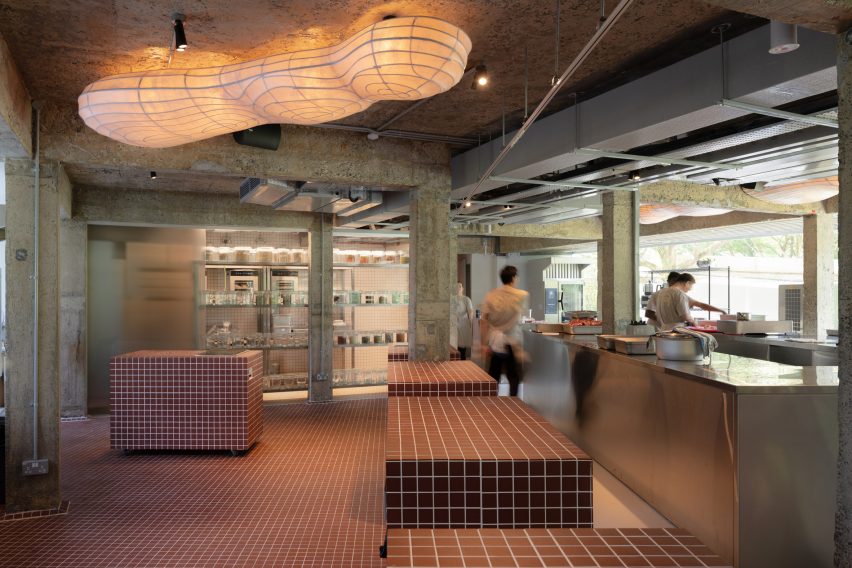 Open kitchen at the Air Circular Campus and Cooking Club by OMA