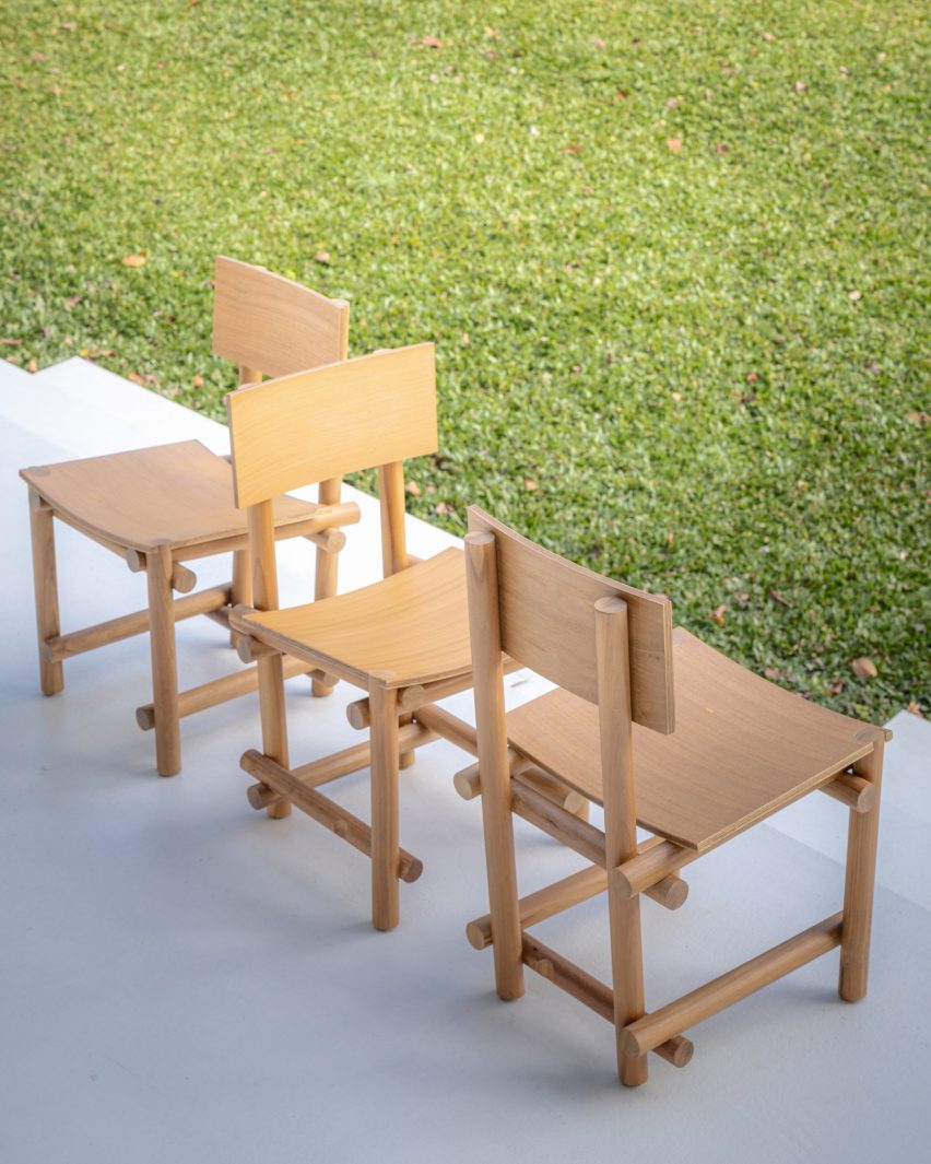 Wood seating designed for a restaurant