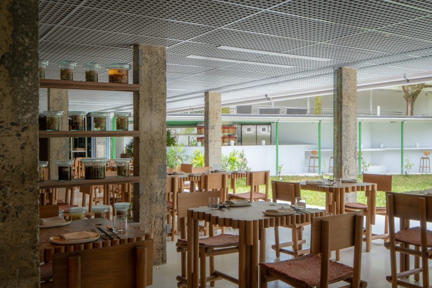 Dining space in a restaurant in Singapore