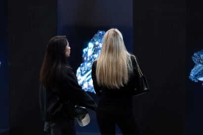 Visitors looking at Neogene collection