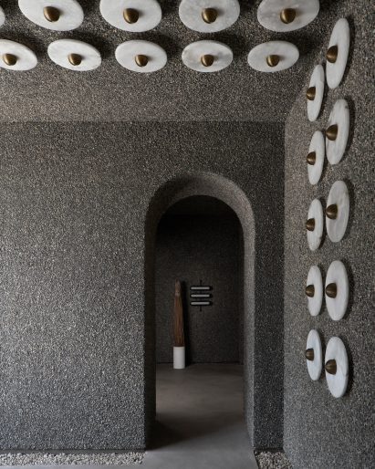 Heavily textured walls of Apparatus LA showroom