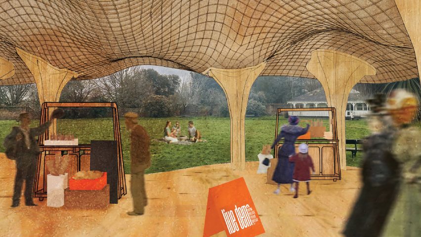 Architectural visualisation showing the interior of a structure