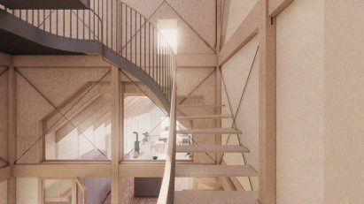 Interior render of Breach House in Leicestershire 