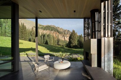 Living space within mountainside home