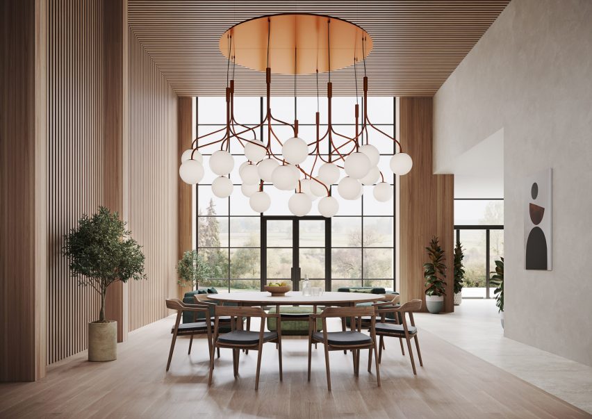 Curve Cluster chandelier light by Zero Lighting