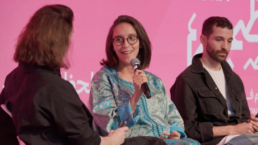 Video frame of Sara Ouhaddou speaking at Design Doha Forum