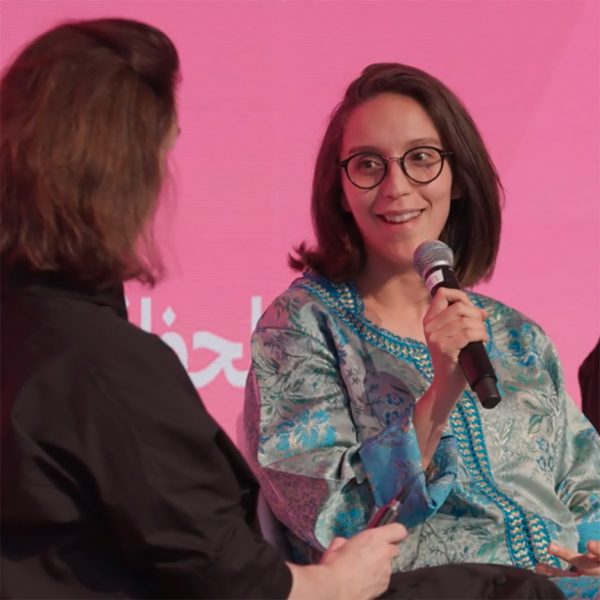 Video frame of Sara Ouhaddou speaking at Design Doha Forum