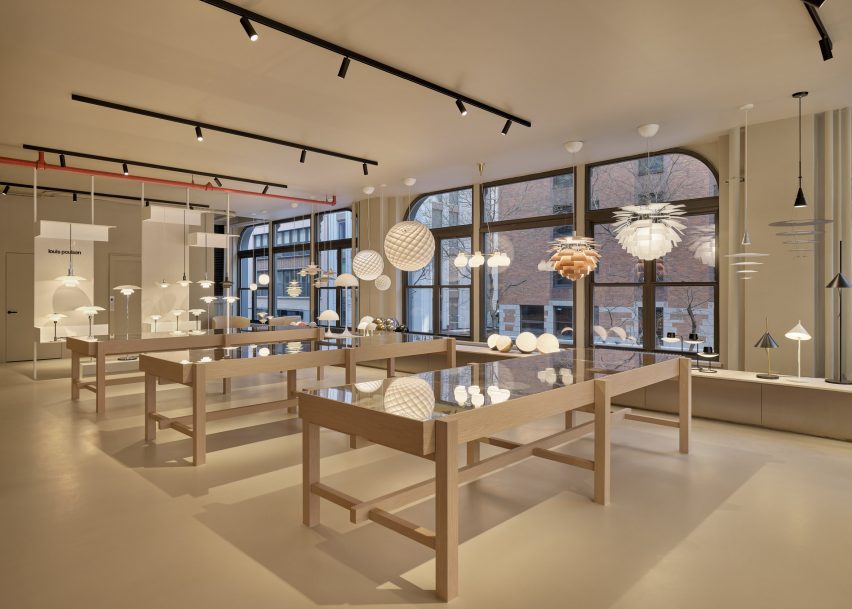 Tables in a showroom