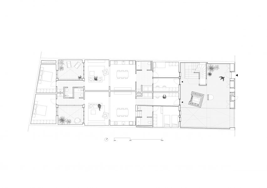 Ground floor plan of Churruca apartment block by Be Studio
