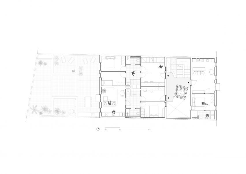 Second floor plan of Churruca apartment block by Be Studio