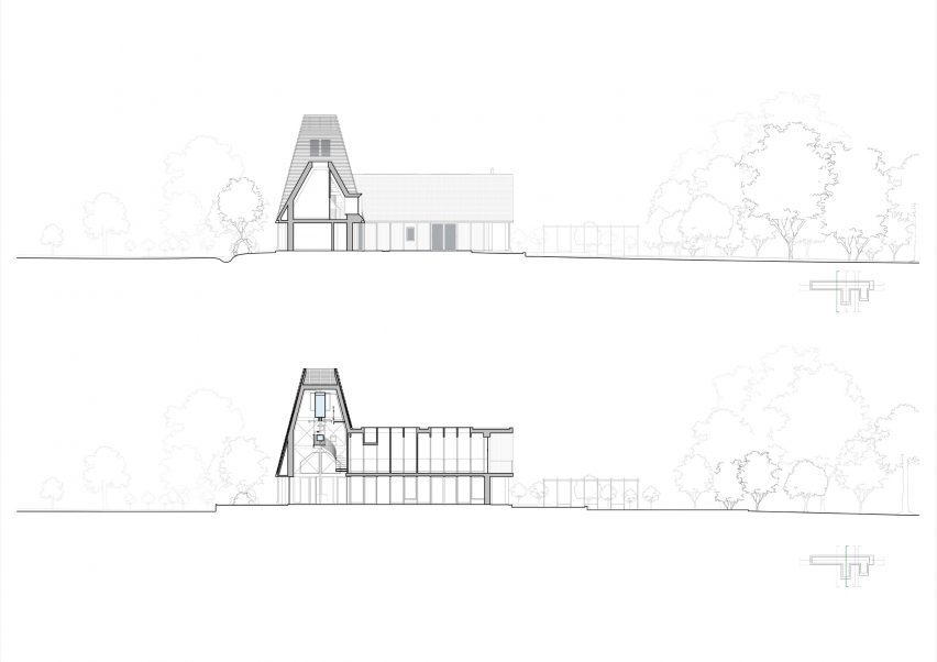 Section drawing of Breach House by Studio Bark