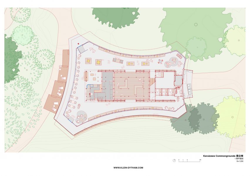 Ground floor plan of Karuizawa Commongrounds Bookstore by Klein Dytham Architecture