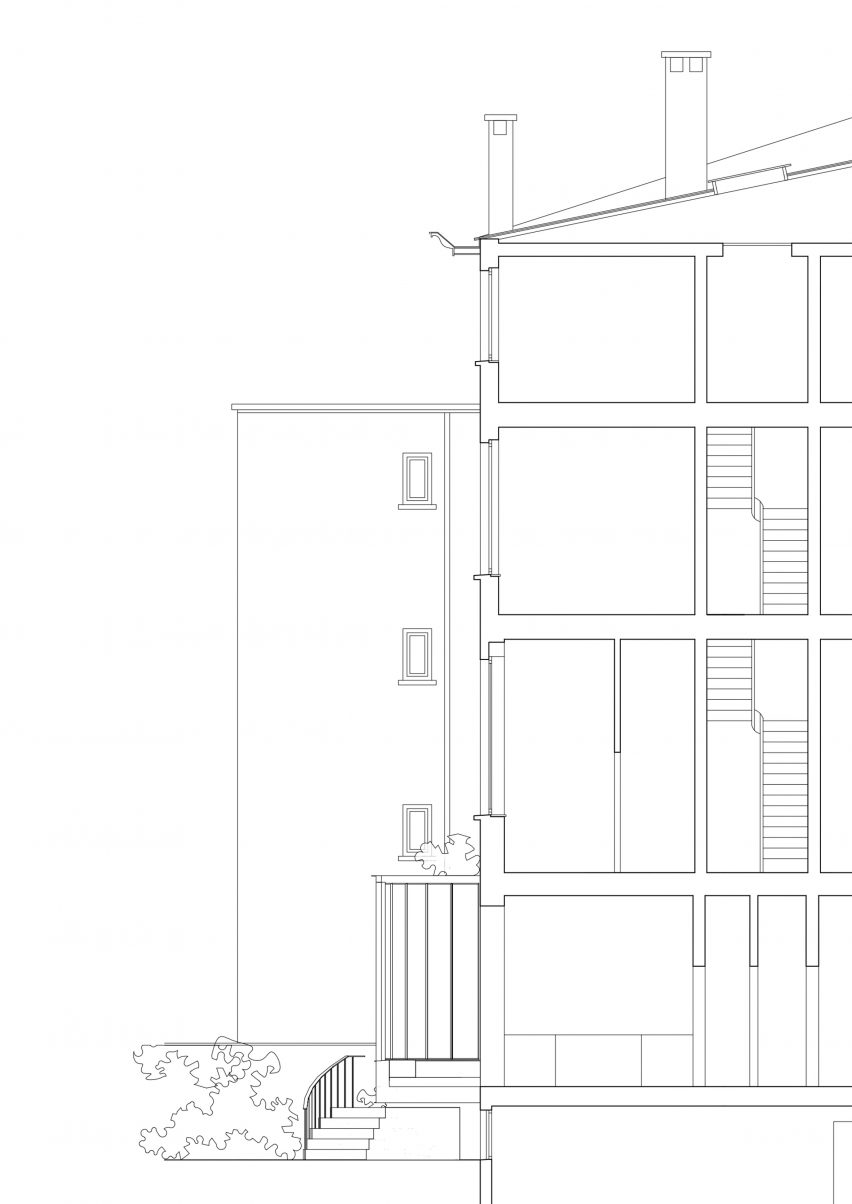 Updated section of townhouse extension by Mamout Architects
