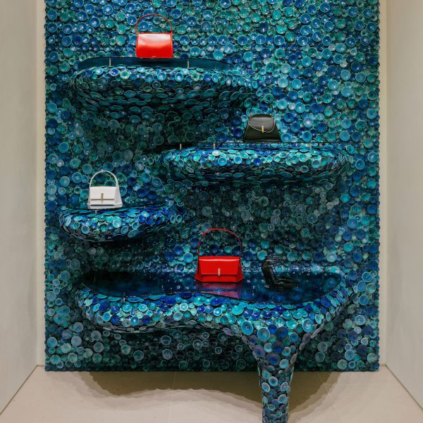 Alcove decorated with ceramics by Andrea Mancuso for Ferragamo store in Milan by Vincent Van Duysen