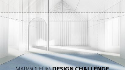 Dezeen and Forbo Flooring's Marmoleum Design Challenge graphic identity