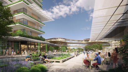 Render of public realm within Xicen Science and Technology Centre in China