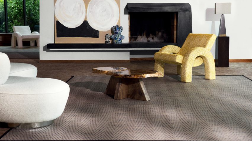 Duo graphic flooring by Bolon in a living room