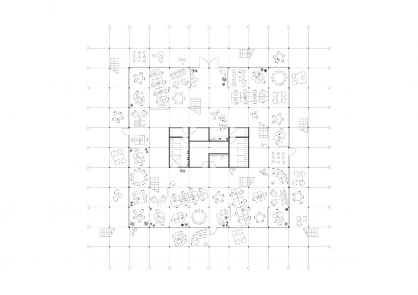 Ground floor plan of The Study Pavilion at TU Braunschweig by Gustav Düsing and Max Hacke in Germany