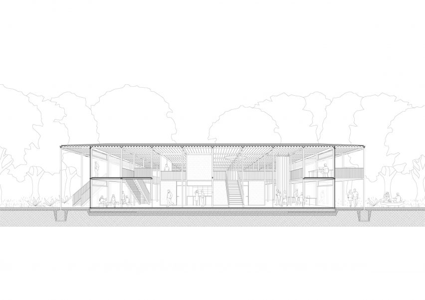 Section of The Study Pavilion at TU Braunschweig by Gustav Düsing and Max Hacke in Germany
