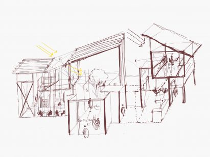 Sketch model of a play centre