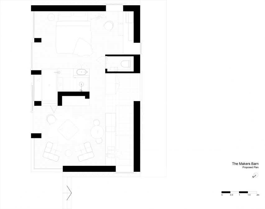 Floor plan of The Maker's Barn by Hutch Design outside London
