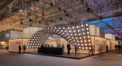 iGuzzini's stall at the Light + Building fair features a wave of light installations