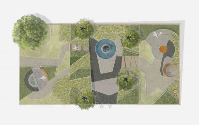 Birds eye view of a garden