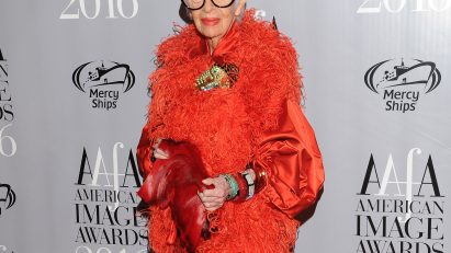 Iris Apfel in all-red outfit