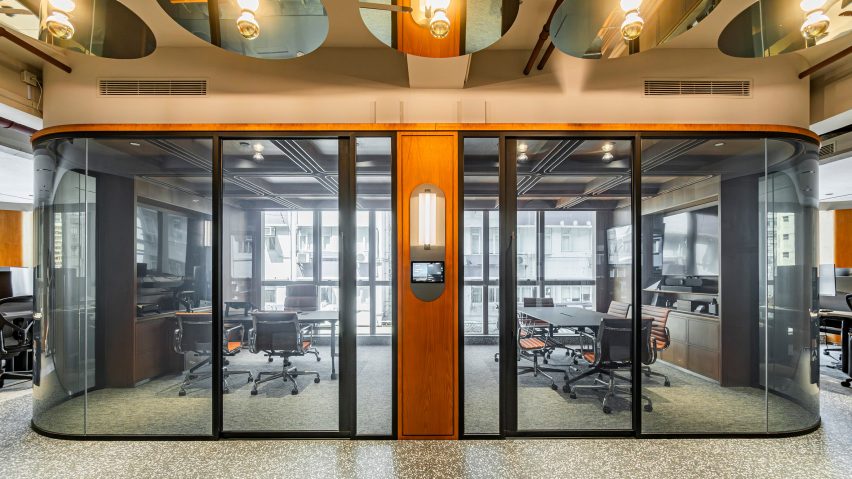 Meeting room with glass walls