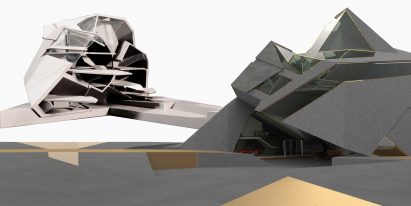 Two images of an architectural model